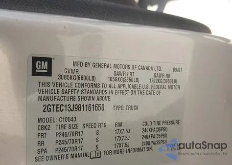 2008 GMC Sierra 1500 Sle1 из США, поврежденный, VIN 2GTEC13J981161650